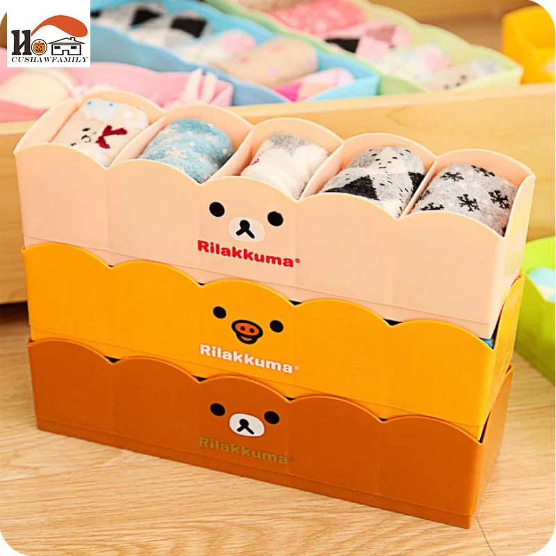 Многофункциональная Пластиковая Коробка для хранения CUSHAWFAMIY bear 5 ячеек нижнее