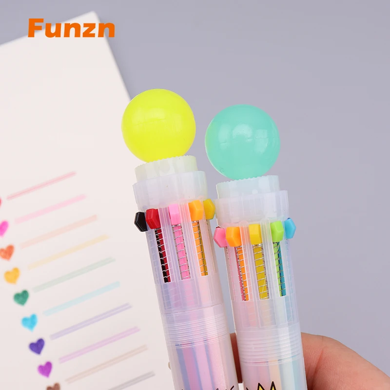 

Funzn 0.5 mm 10 colors creative ballpoint pens for writing Chancellery simple office school supplies ball pen luxury nurses gift