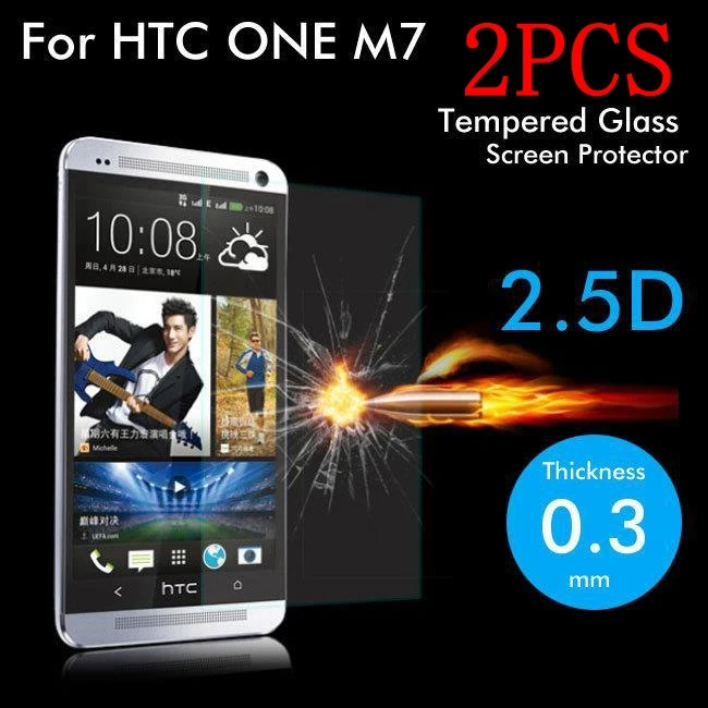 2 шт закаленное стекло для HTC ONE M7 Защитная пленка экрана 801E | Мобильные телефоны и