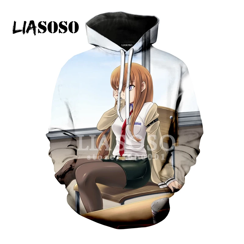 LIASOSO аниме Stein Gate Makise Kurisu Shiina Mayuri милые толстовки унисекс с капюшоном и 3D принтом