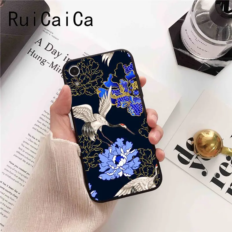 Ruicaica японский стиль аниме тисненый кран лиса Coque чехол для телефона iPhone 8 7 6 6S 6Plus 5