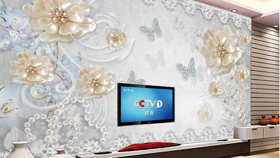 Красивые 3d фото обои фрески Камелия Средиземноморский стиль для стен бабочка