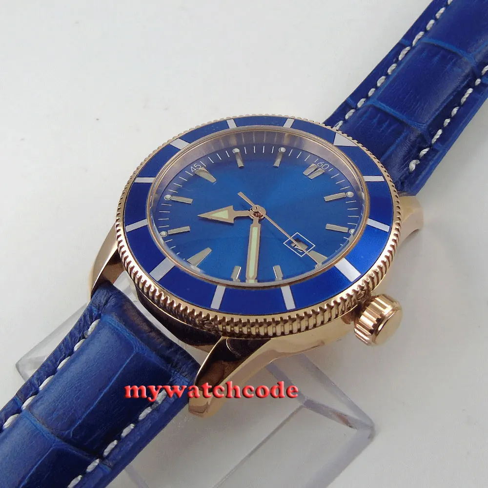 Мужские автоматические часы с синим циферблатом 46 мм|watch ipod|watch strap spring barwatch platinum |