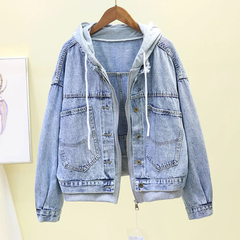 Harajuku 2019 Большие размеры винтажные джинсовые куртки женские весенне осенние с