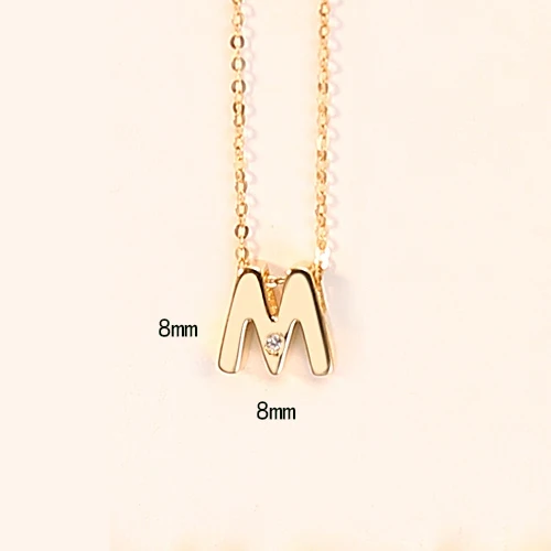 CZCITY Настоящее 14 К золото маленькая CZ Начальная Буква Кулон ожерелье s для женщин Персонализированные A-Z письмо ожерелье ювелирные изделия подарки - Цвет камня: M