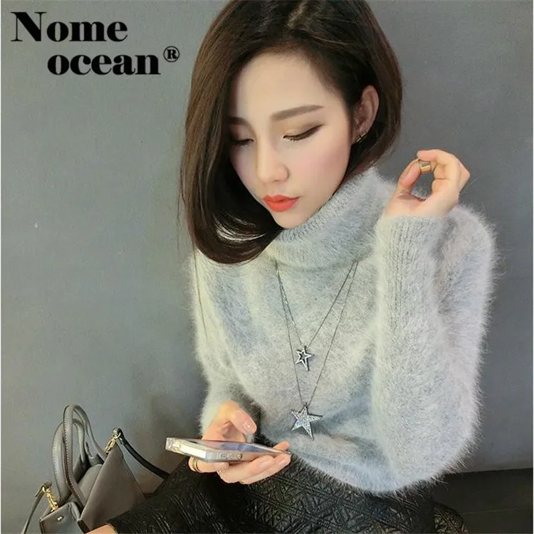 Длинные пушистые свитера вязаный свитер с высоким воротником топы длинными