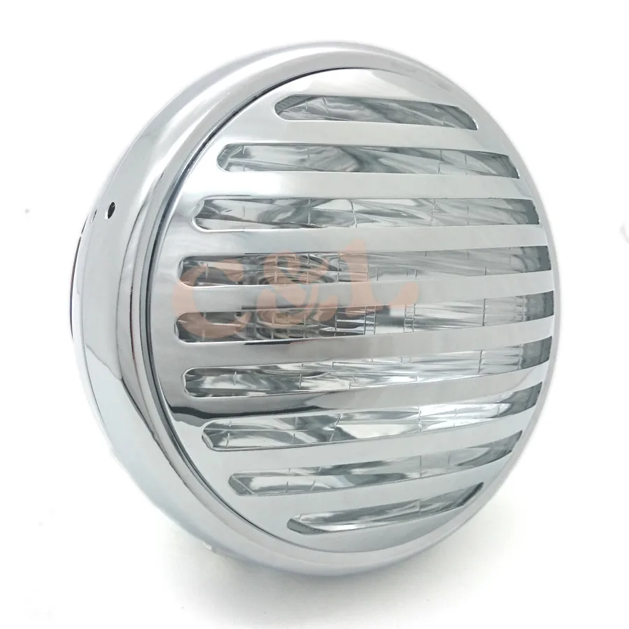 Хромированная 7 дюймовая цилиндрическая фара с заборной решеткой для Harley Chopper Bobber
