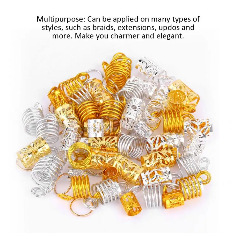 

90pcs Hair Braid Rings Dreadlock Three-ply Hair Clips Loops Photo Exhibitions, Weddings, Proms Decoration