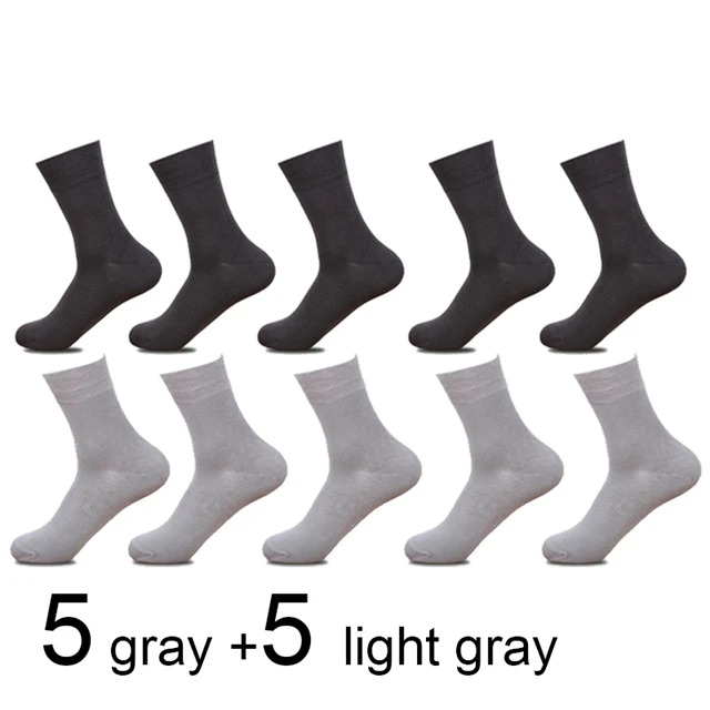 5 gray 5 light gray 10 пар/лот, мужские бамбуковые носки, мужские брендовые Новые повседневные носки в деловом стиле, мужские носки из хлопка и бамбукового волокна, длинные зимние носки для подарков - Цвет: 5 gray 5 light gray