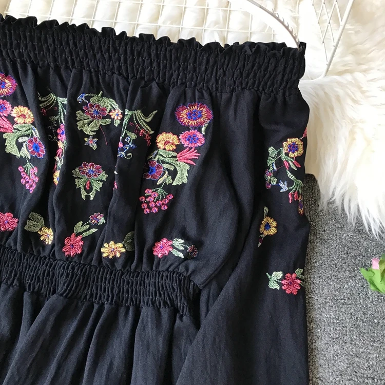 ALPHALMODA, новинка, милое женское платье с цветочной вышивкой, с вырезом лодочкой, с длинным рукавом, с высокой талией, женское повседневное весеннее платье