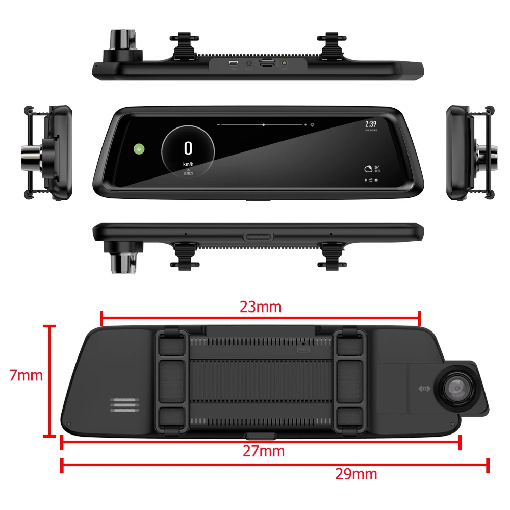 Olysine 10 'ƊG Android Автомобильный видеорегистратор GPS навигатор ADAS зеркало WiFi Dashcam
