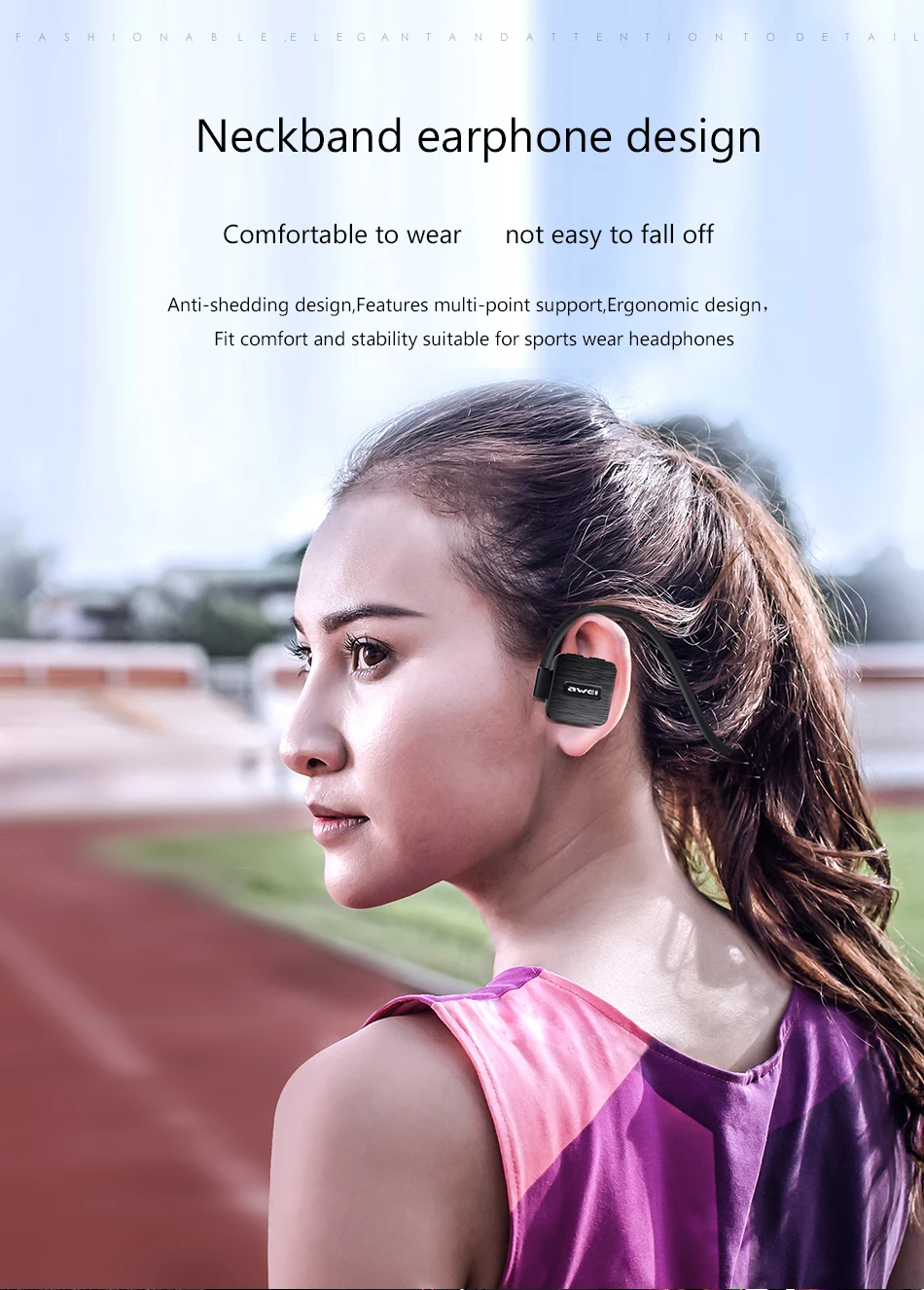 AWEI A848BL водонепроницаемые Bluetooth наушники с микрофоном, стерео Беспроводная гарнитура, музыкальные Bluetooth наушники, спортивные наушники