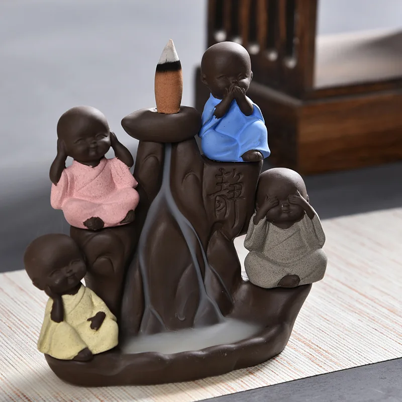 The Little Monk Censer Creative Home Decor Small Buddha Incense Holder Backflow Burner Use In Gifts Dropshipping | Дом и сад