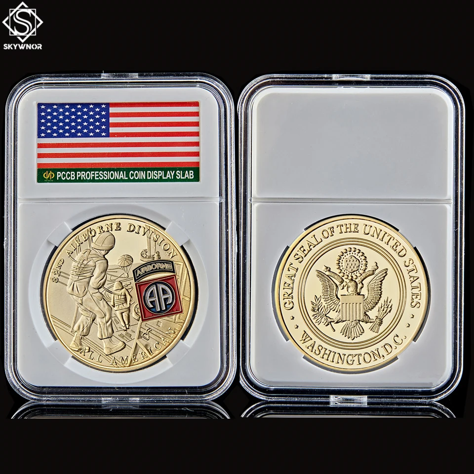 

US 82nd Airborne Division Gold Military Challenge Custom Souvenir Coin Collectible W/ Capsule Holder