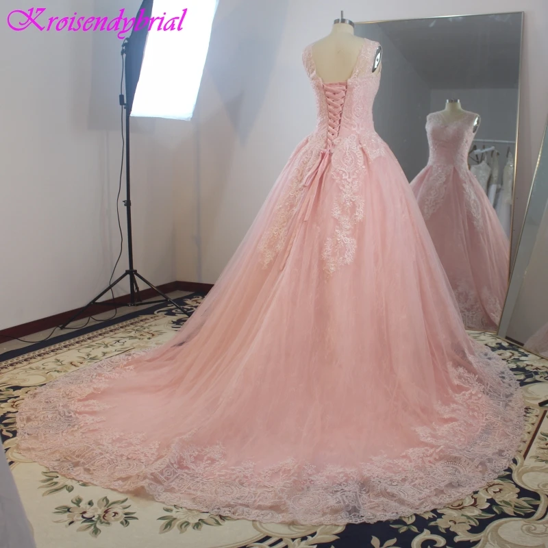 ROBE DE MARIAGE 2019 HOT SALE REAL SAMPLE LUXURY PINK EVENING DRESSES LACE ELEGANT GOWNS CUSTOM MADE ON.