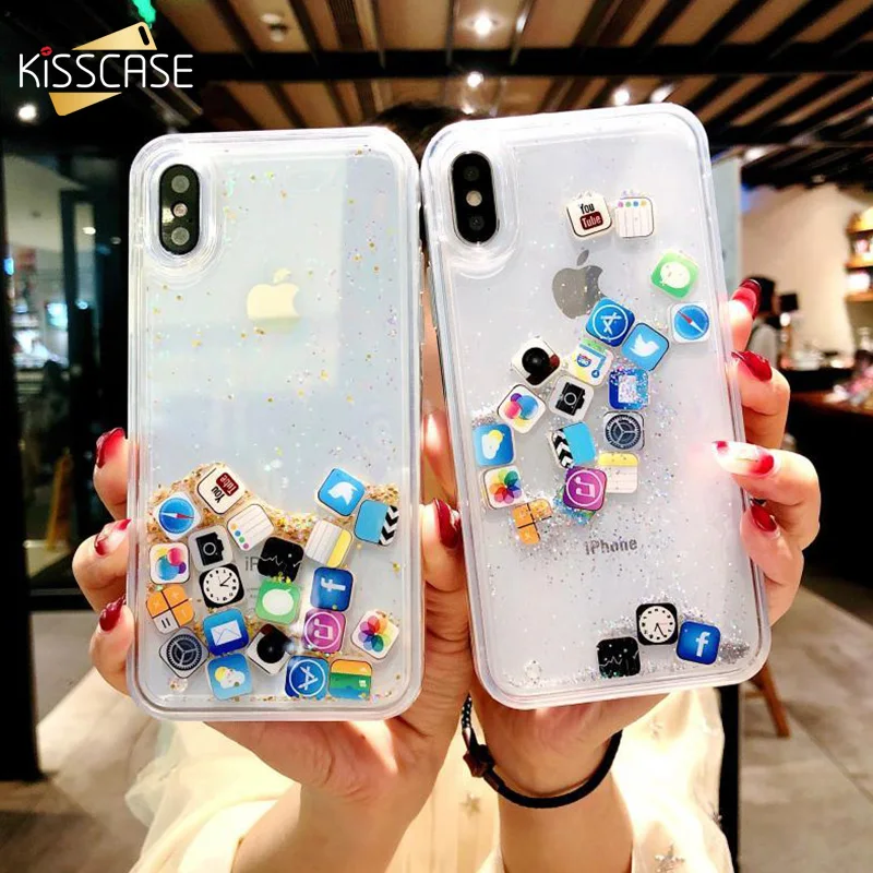 Жесткий чехол KISSCASE Quicksand для IPhone X XS MAX XR Dynamic Liquid iPhone 7 8 6 plus айфон 10 xr на блестящий |