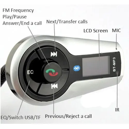 Bluetooth автомобильный комплект mp3 плеер аудио беспроводной ФМ радио с ЖК экраном