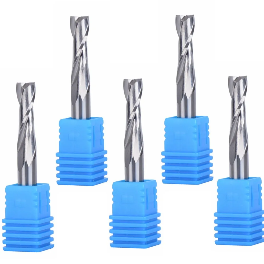 

5pcs Solid Carbide Double Two Flute Spiral Cutter 6x22mm CNC Router Bits
