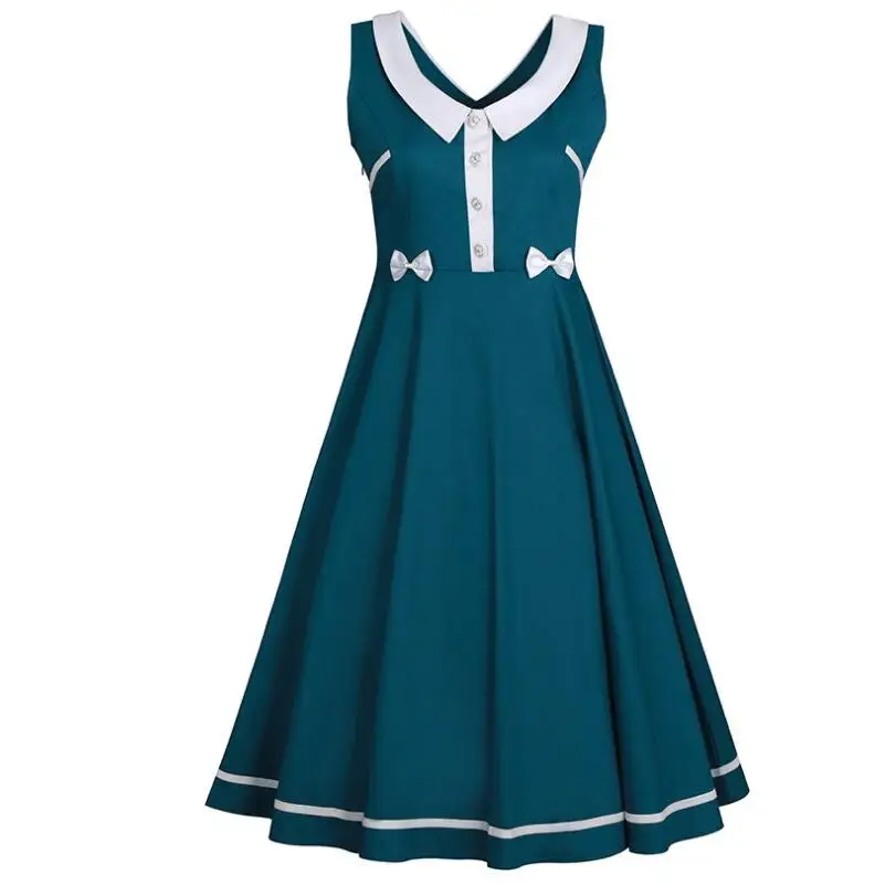 Новинка 2017 года винтажное платье для девушек милое белое без рукавов с бантом 1950s