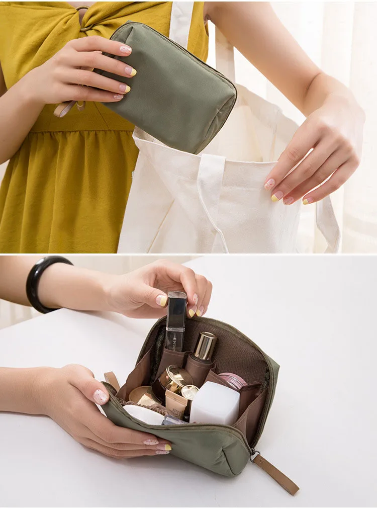 Travel Portable Cosmetic Bag Ladies Nylon Mini Double Zipper Makeup Wash Bag Waterproof Cosmetics Storage finishing Fashion