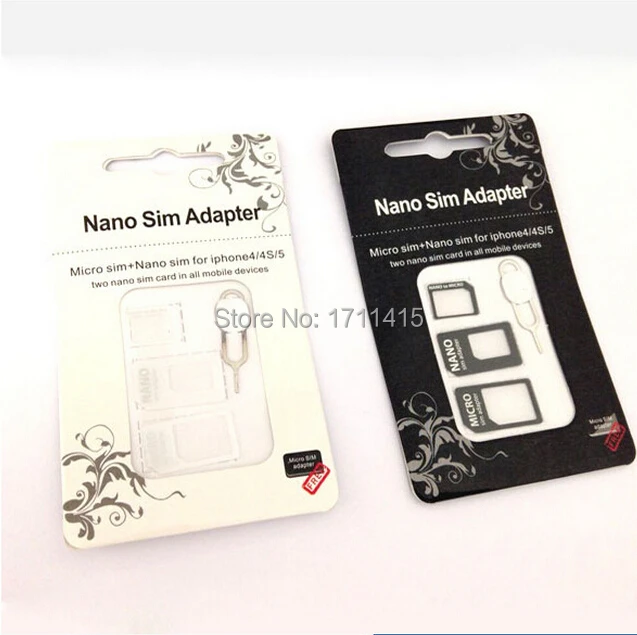 4 в 1 Nano SIM для Micro/стандартный адаптер карт адаптеры iPhone 5 4S iPhone5 с розничной