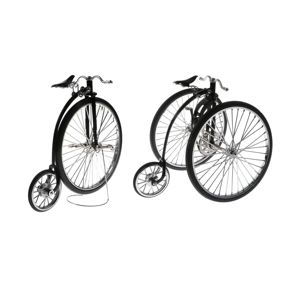 

2 Sets 1:10 Alloy Diecast Racing Tricycle + High Wheel Bike Model Bicycle Toy Collection Showcase Display