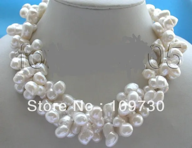 Ювелирные изделия 001307 двойное подлинное Натуральное белое жемчужное ожерелье