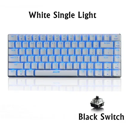 OPTION 4 Ajazz AK33 82 клавишная панель из сплава USB Проводная Подсветка Механическая игровая клавиатура синяя/черная ось со съемным кабелем - Цвет: OPTION 4