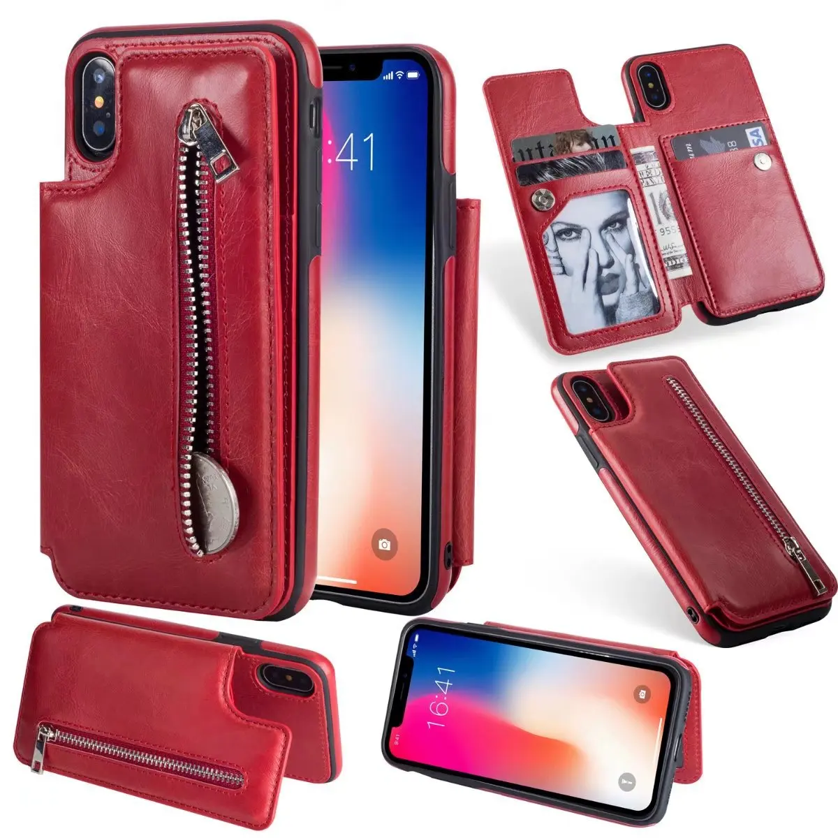 للبيع 2018 موضة جديدة جلد الوجه حقيبة لهاتف سامسونج نوت 8 فتحة للبطاقات حامل سحاب محفظة حقيبة لهاتف سامسونج غالاكسي S9 S8 زائد S7 Edge