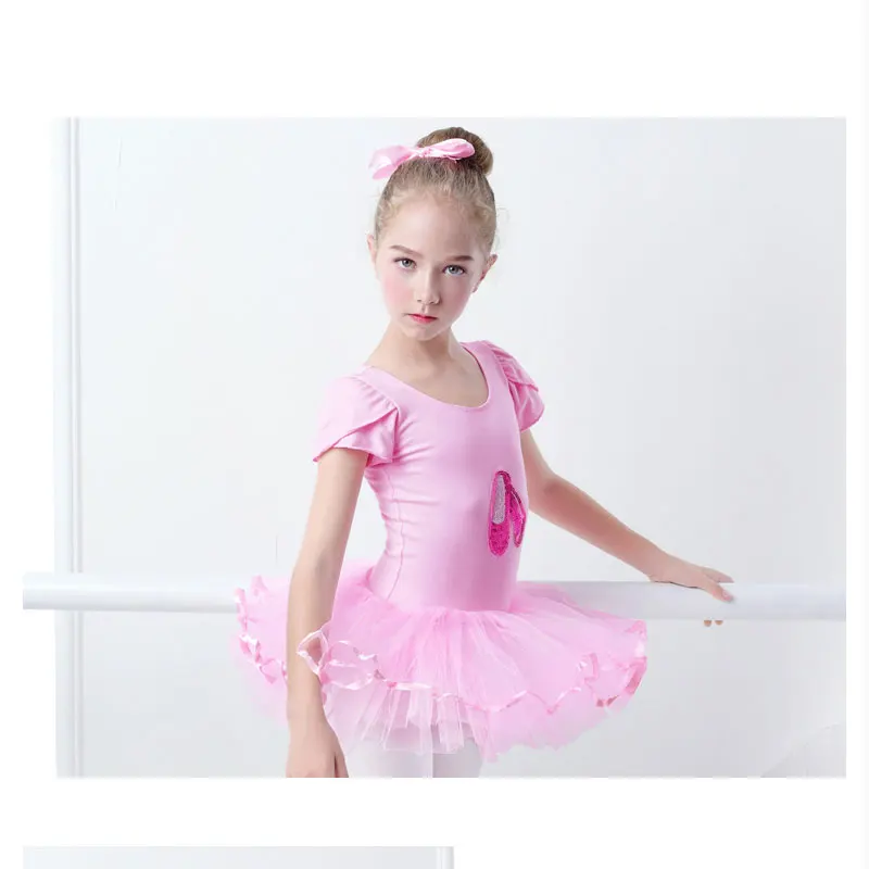 Детская балетная юбка пачка с коротким рукавом из хлопка и лайкры|cotton lycra leotard|lycra