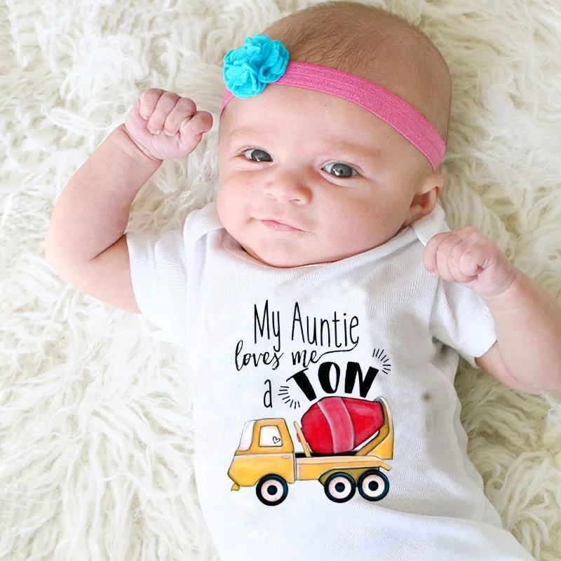 Детский комбинезон с коротким рукавом и надписью Моя тетя любит меня|Боди для