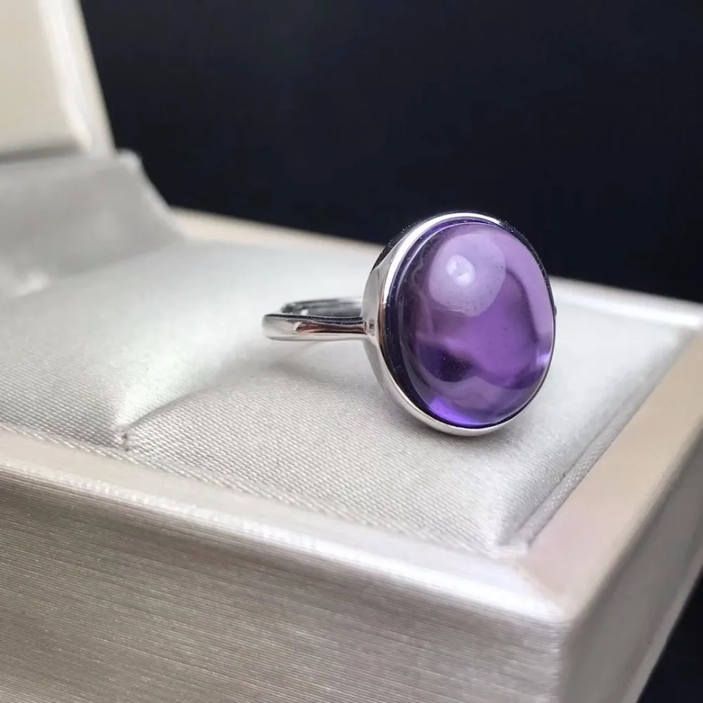 Кольцо из драгоценного камня с натуральным аметистом женское кольцо серебра 10 х12