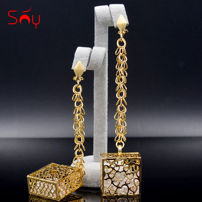 Sunny Jewelry висячие серьги Модные ювелирные изделия для женщин Высокое качество циркон большой квадратный полый для свадебной вечеринки подарок