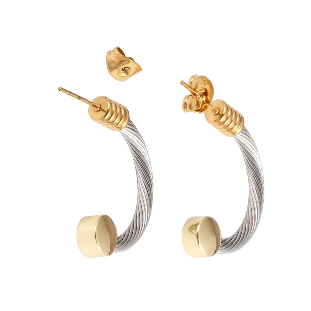 Locksun Fahion Stainless Steel Wire Drop Earrings modern Accessories For Women Charm Bracelet and Ring Jewelry Set | Украшения и