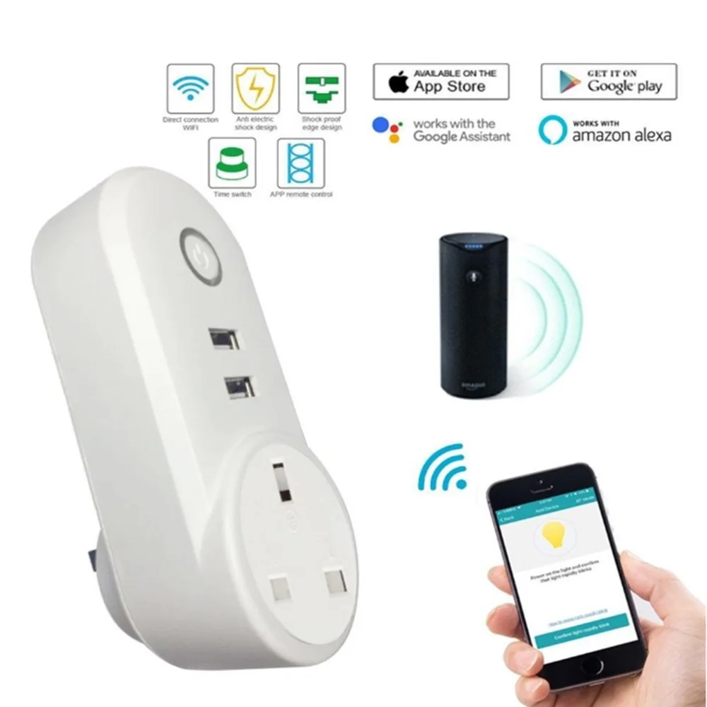 Умная розетка с двумя USB-портами 10 А Wi-Fi голосовое управление | Электроника