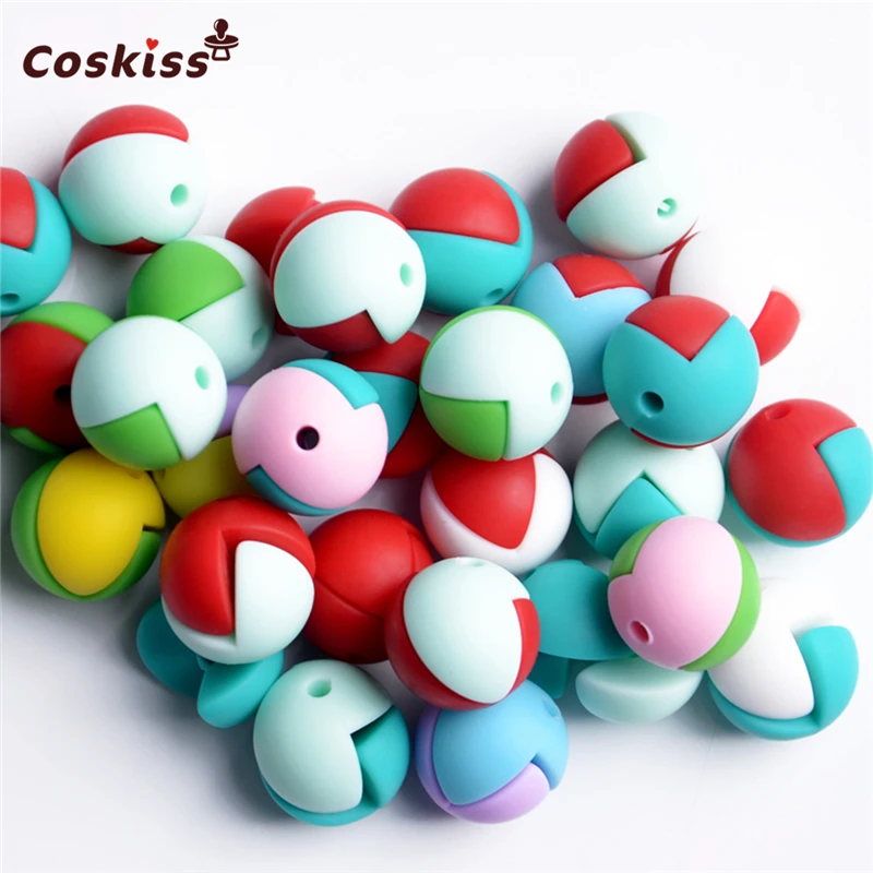 

50pcs New Product Half Round Bead Made From Food Grade Silicone With Baby Teether Bracelet/necklace DIY Fashion Silicone Pendant