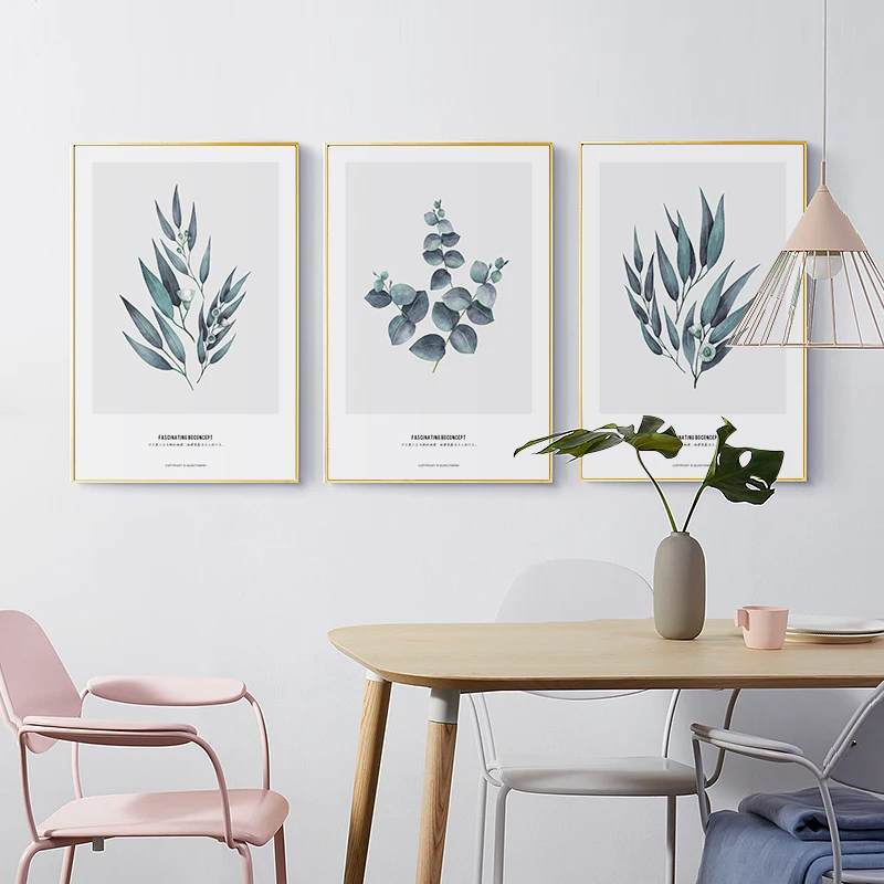 Elegant Poetry Nordic Simple Leaf Decoration Painting Canvas Art Print Poster Wall Picture Home | Дом и сад