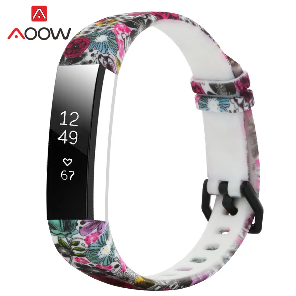 Мягкий силиконовый спортивный ремешок для часов для Fitbit Alta/Alta hr/ACE Смарт часы с рисунком Печать Водонепроницаемый замена Браслет ремешок