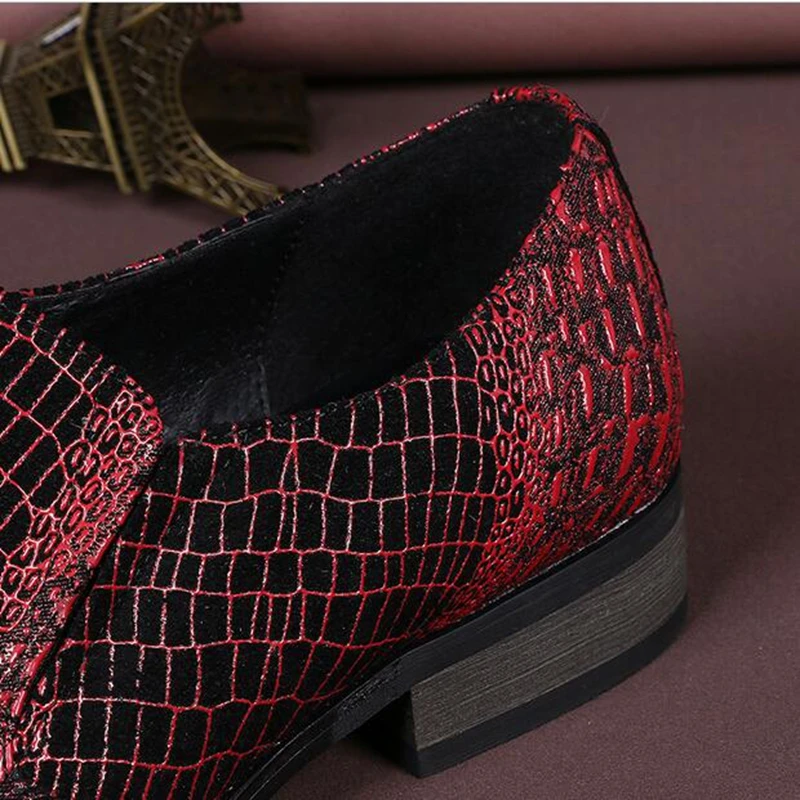 2017 hot! New Men Fashion Handmade Shoes British Style Slip On Genuine Leather Pointed Toe Red Color Wedding Party | Обувь