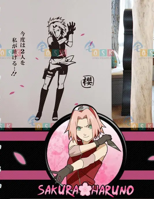 Аниме Наруто Kishimoto Masashi Харуно Сакура виниловые наклейки на стену Наклейка Декор