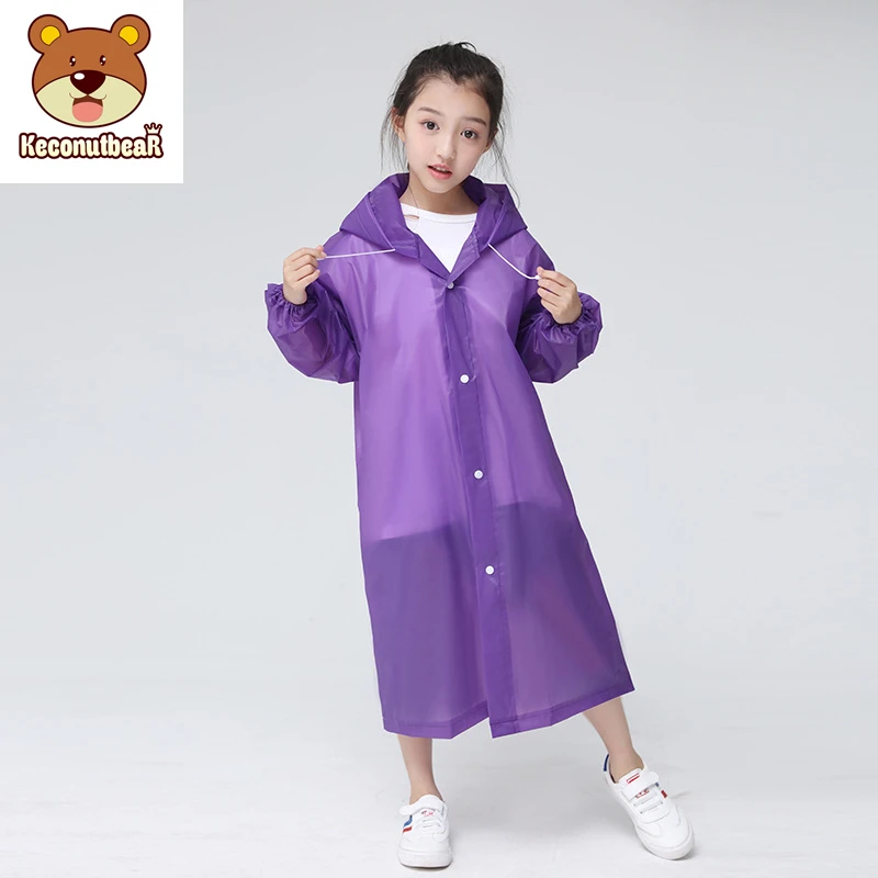 

Keconutbear Fashion EVA Children Raincoat Thickened Waterproof Rain Coat Kids Clear Transparent Tour Waterproof Rainwear Suit