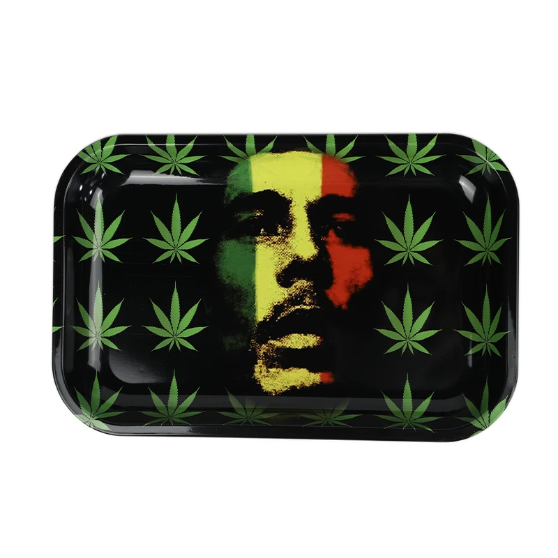 Big size 1pcs Metal Cigarette Tobacco Box Reggae Rasta Printing Pattern Gift Box Cigarette Holder Herb Storage Case 28.8*19cm