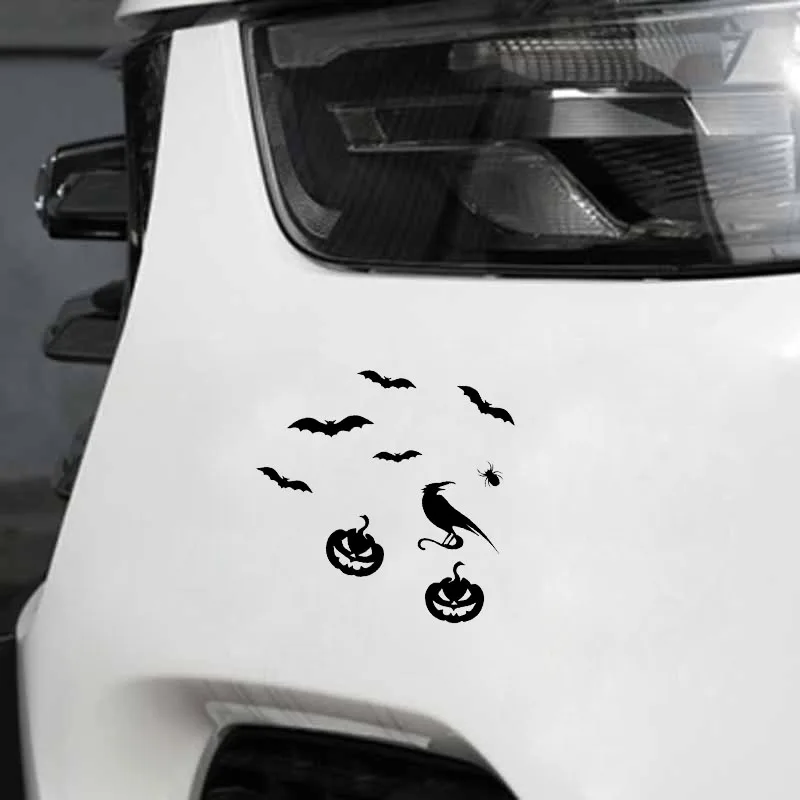 QYPF 14.2*13 Interesting Happy Halloween Decor Car Sticker Vinyl Accessories Silhouette C16-2397 | Автомобили и мотоциклы
