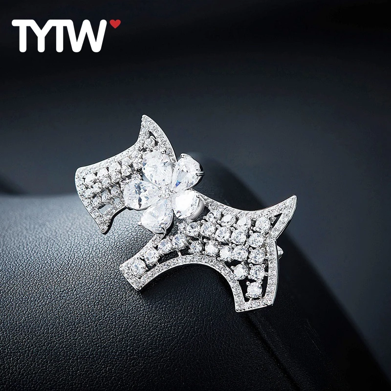 TYTW Classic Fashion Copper Zircon Small Horse Pins Metal Scarf Brooch For Women Banquet Wedding Party Accessories Jewelry | Украшения и