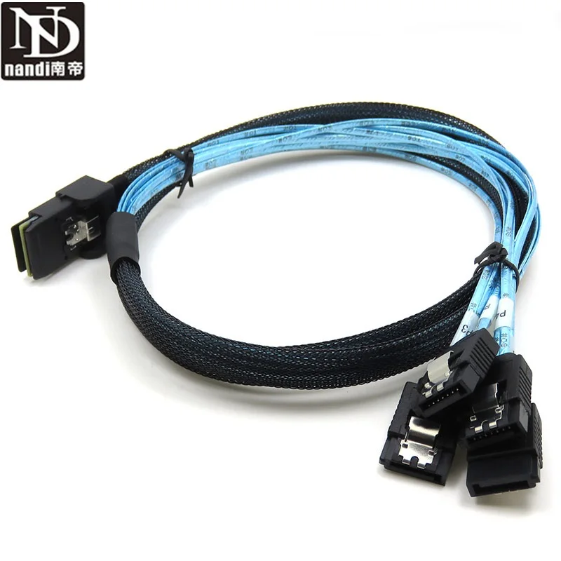 

SFF-8087 Mini SAS 4i 36P to 4SATA 7P With Latch Black Cable 50-100CM