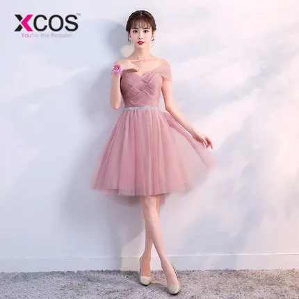 XCOS 6 стилей пыльные розовые короткие платья для невесты Кружева Дешевые