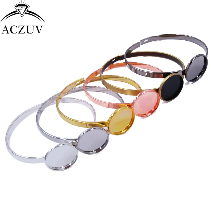 

ACZUV 50pcs 20mm Cabochon Base Settings Cuff Bracelet Blanks Bezel Bangle Bracelet Blank BBS027