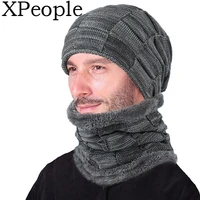 xpeople winter beanie hats scarf set warm knit hats skull cap neck warmer thick fleece lined winter hat scarf for men women