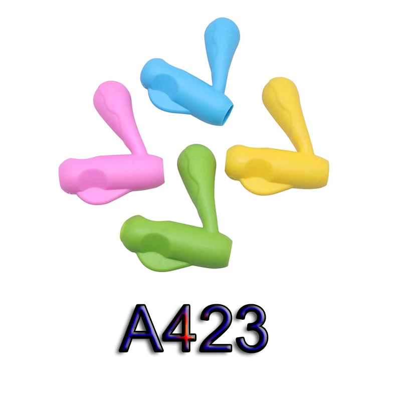 6 pcs A423 6 шт. ручка-ручка с двумя пальцами, силиконовая ручка для обучения ребенка, инструмент для письма, ручка для письма, устройство для коррекции, Детские канцелярские принадлежности, подарок - Цвет: 6 pcs A423