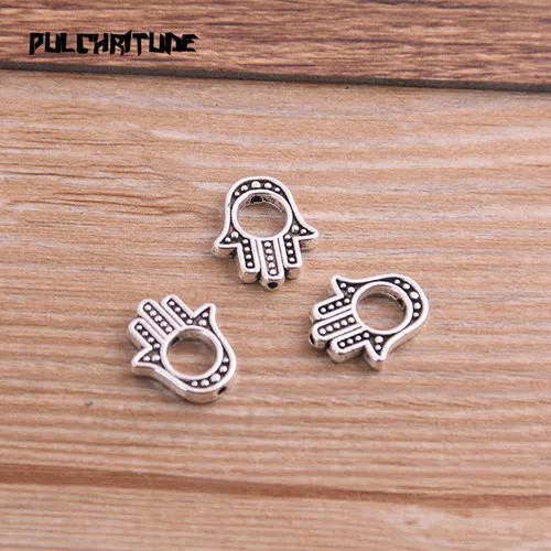 antique silver PULCHRITUDE 20 шт 13*15 мм Три Цвет Фатима хамса руки разделитель бусинок Подвески для Diy браслеты из бисера ручной работы решений - Цвет: antique silver